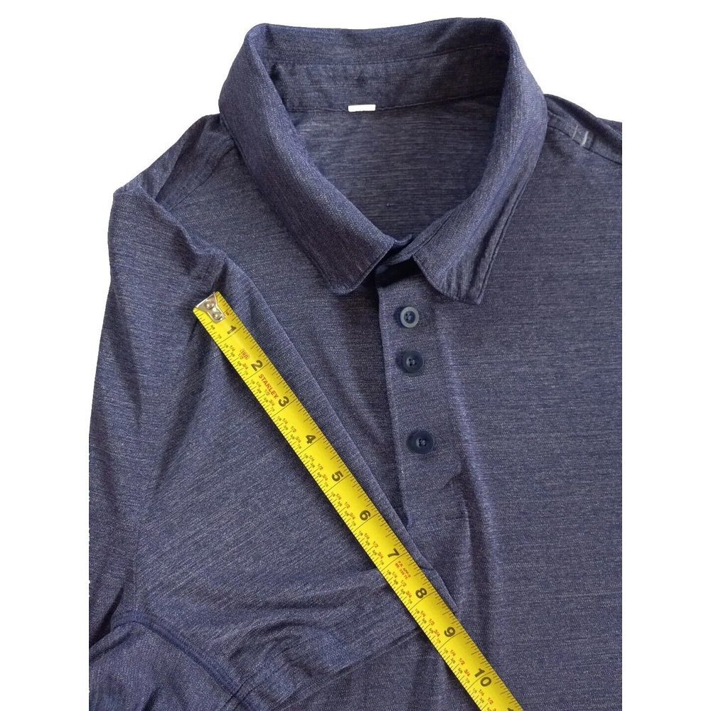 Lululemon Men's Short Sleeve Active Buttons Up Polo XL‎ Batik Dark Bright Blue - Picture 12 of 12